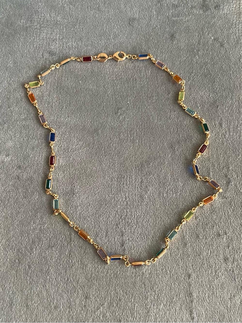 Barzel 18K Gold Plated Multi-Color Baguette Crystal Necklace